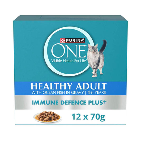 Purina One One Healthy Adult With Ocean Fish In Gravy Cat Food 12x70g - 12 pack