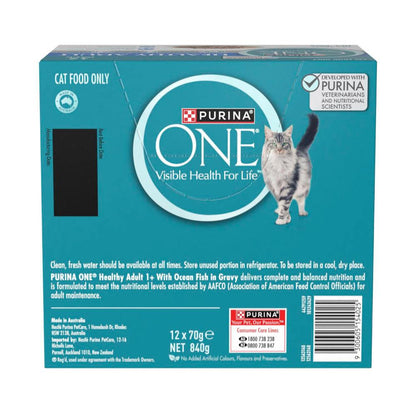 Purina One One Healthy Adult With Ocean Fish In Gravy Cat Food 12x70g - 12 pack