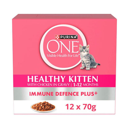 Purina One Healthy Kitten With Chicken In Gravy Cat Food 12x70g - 12 pack
