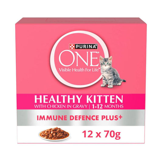 Purina One Healthy Kitten With Chicken In Gravy Cat Food 12x70g - 12 pack
