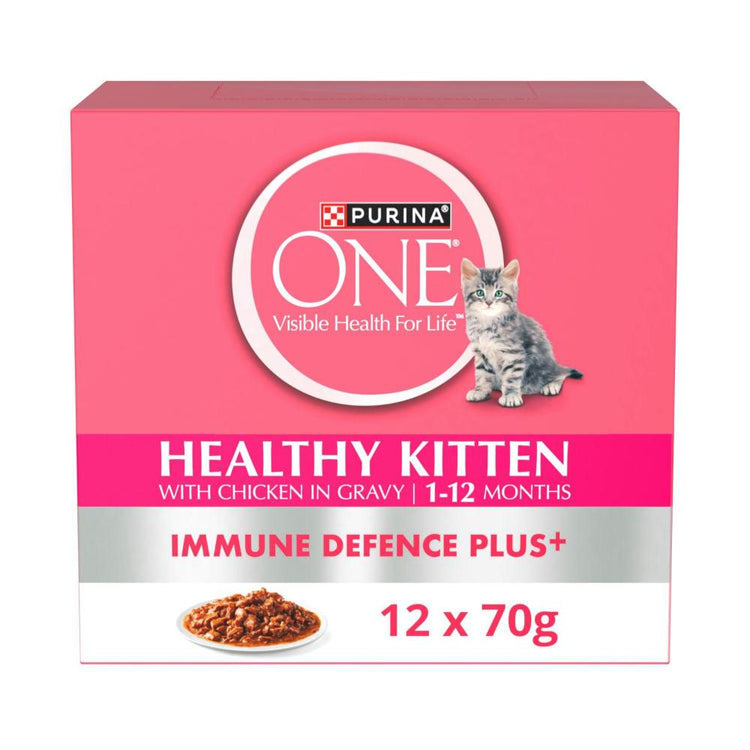 Purina One Healthy Kitten With Chicken In Gravy Cat Food 12x70g - 12 pack