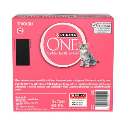 Purina One Healthy Kitten With Chicken In Gravy Cat Food 12x70g - 12 pack