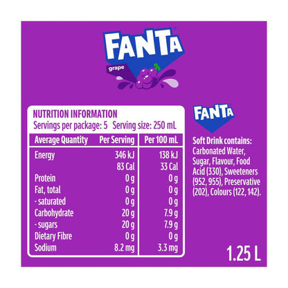 Fanta Grape Soft Drink Bottle - 1.25L