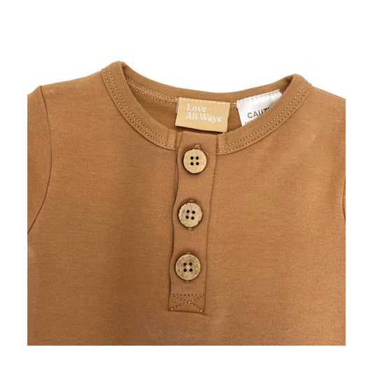Love All Ways Cozy Button Up Bodysuit - Latte - 3-6 Months - 1 pack