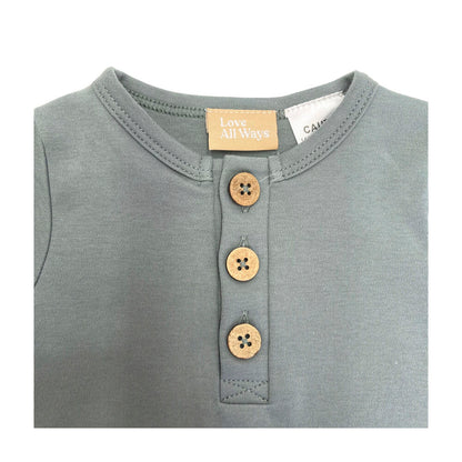 Love All Ways Cozy Button Up Bodysuit - Sea Foam Green - 3-6 Months - 1 pack