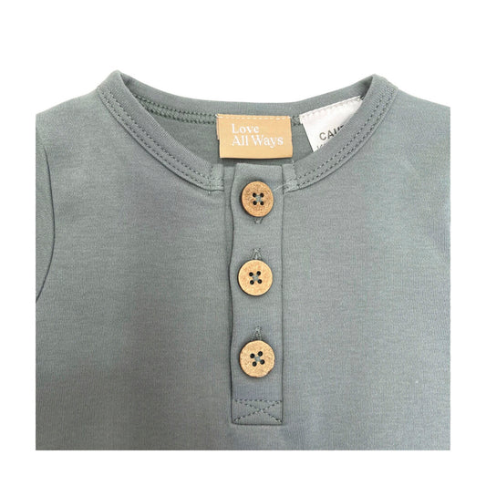 Love All Ways Cozy Button Up Bodysuit - Sea Foam Green - 3-6 Months - 1 pack