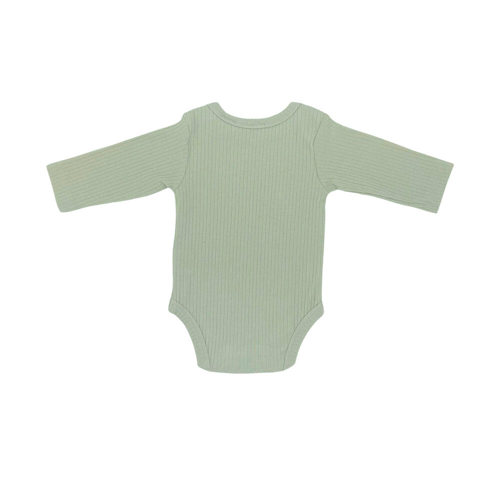 Love All Ways Long Sleeve Ribbed Romper - Soft Sage - 0-3 Months - 1 pack