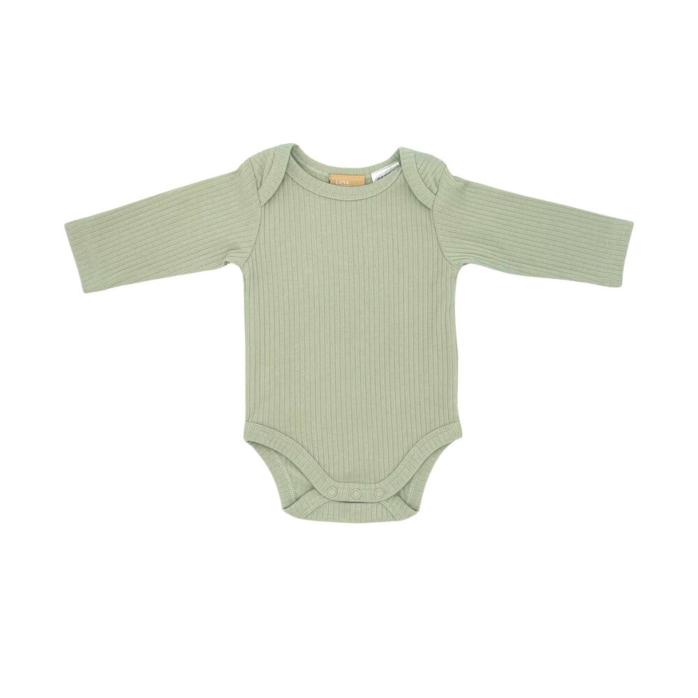 Love All Ways Long Sleeve Ribbed Romper - Soft Sage - 3-6 Months - 1 pack