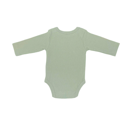 Love All Ways Long Sleeve Ribbed Romper - Soft Sage - 3-6 Months - 1 pack