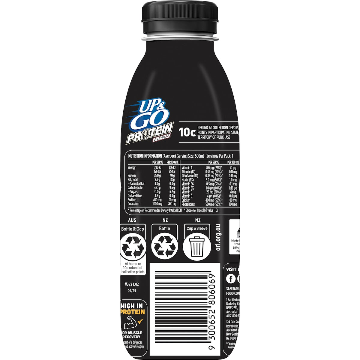 Up&go Protein Energize Vanilla Milk 500ml