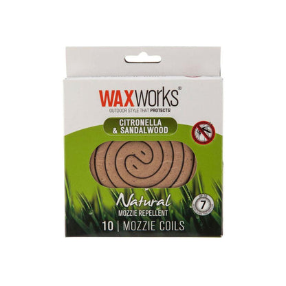 Waxworks Citronella & Sandalwood Mozzie Repellent Coils - 10 pack