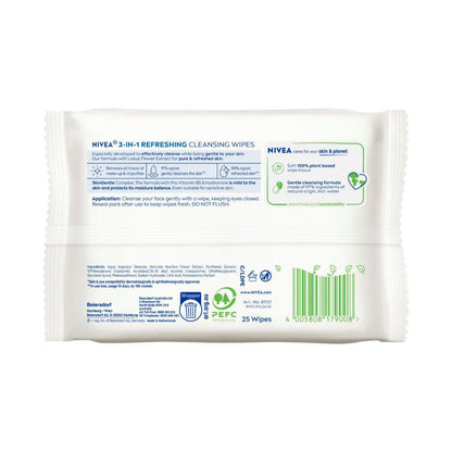 Nivea Refreshing Cleansing Wipes - 25 pack