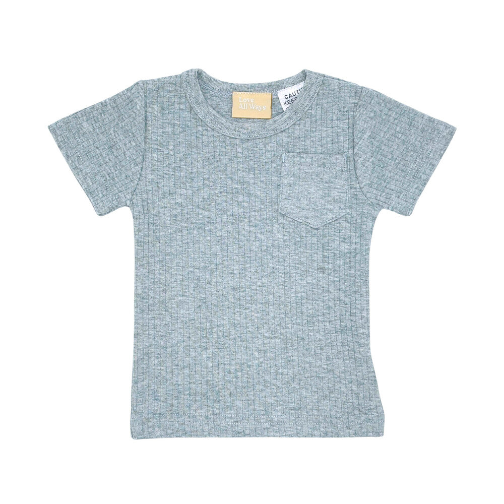 Love All Ways Short Sleeve Ribbed Lounge Set - Cloud Grey - 3-6 Months - 1 pack