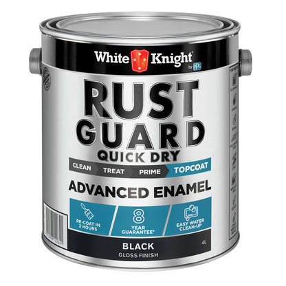 White Knight Rust Guard Black Gloss Enamel Paint - 4L