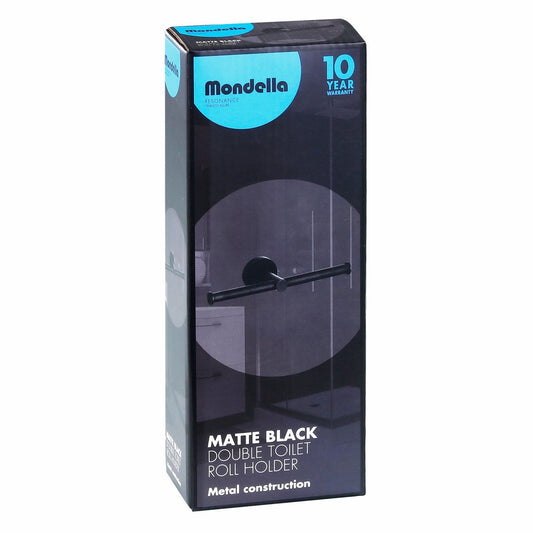 Mondella Resonance Matte Black Double Toilet Roll Holder Metal Construction