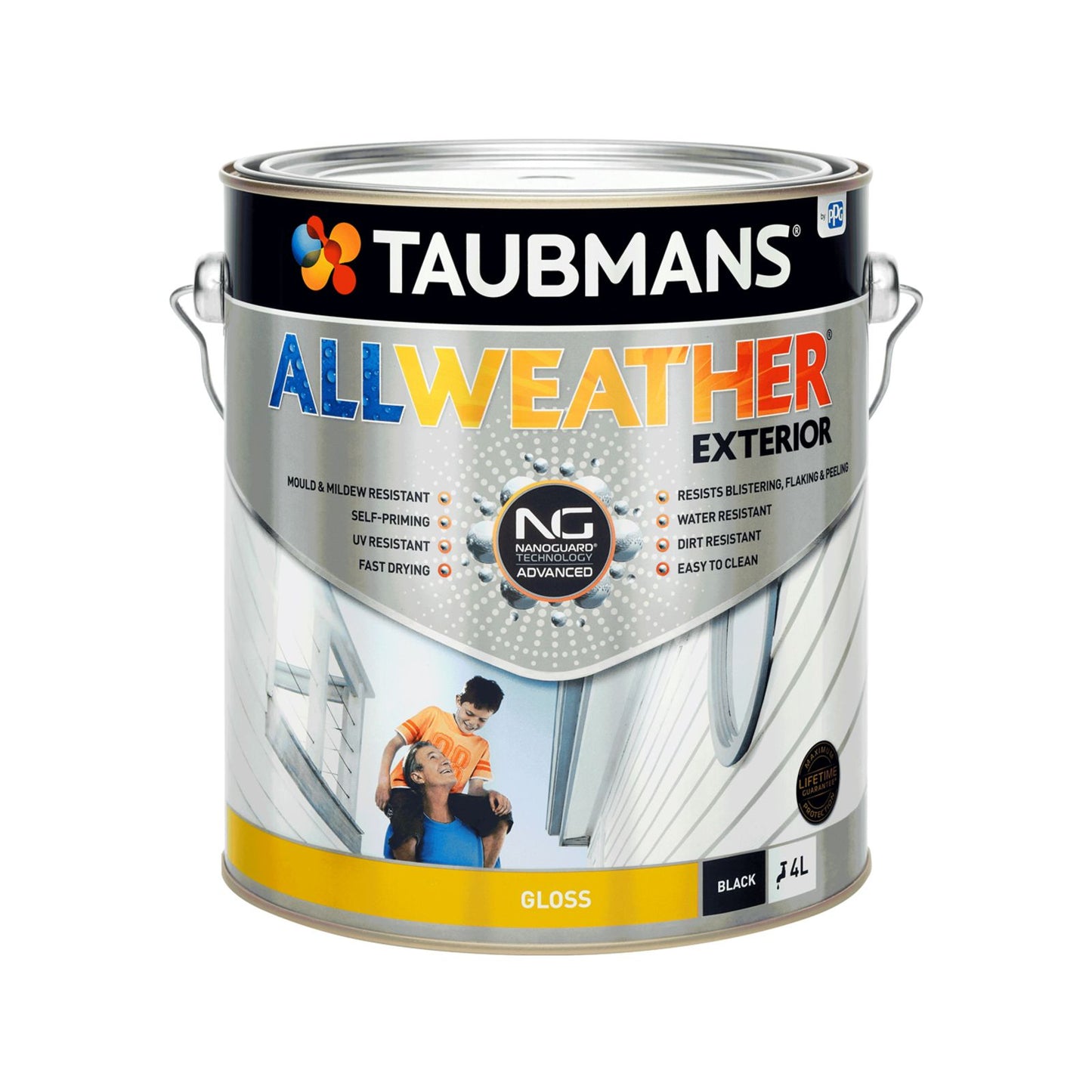 Taubmans All Weather Exterior Paint - 4L - Black - Gloss