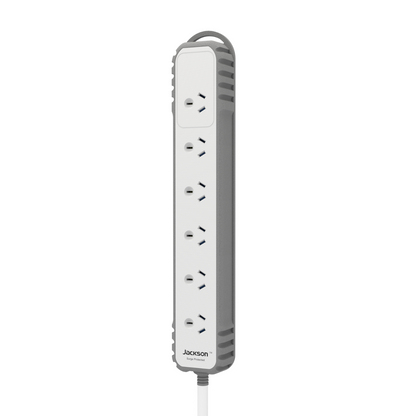 Jackson Rugged Home Powerboard - 6 Outlet - 0.9m - Grey