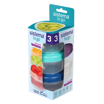 Sistema To Go Mini Bites Food Container 130ml X 3 Pack
