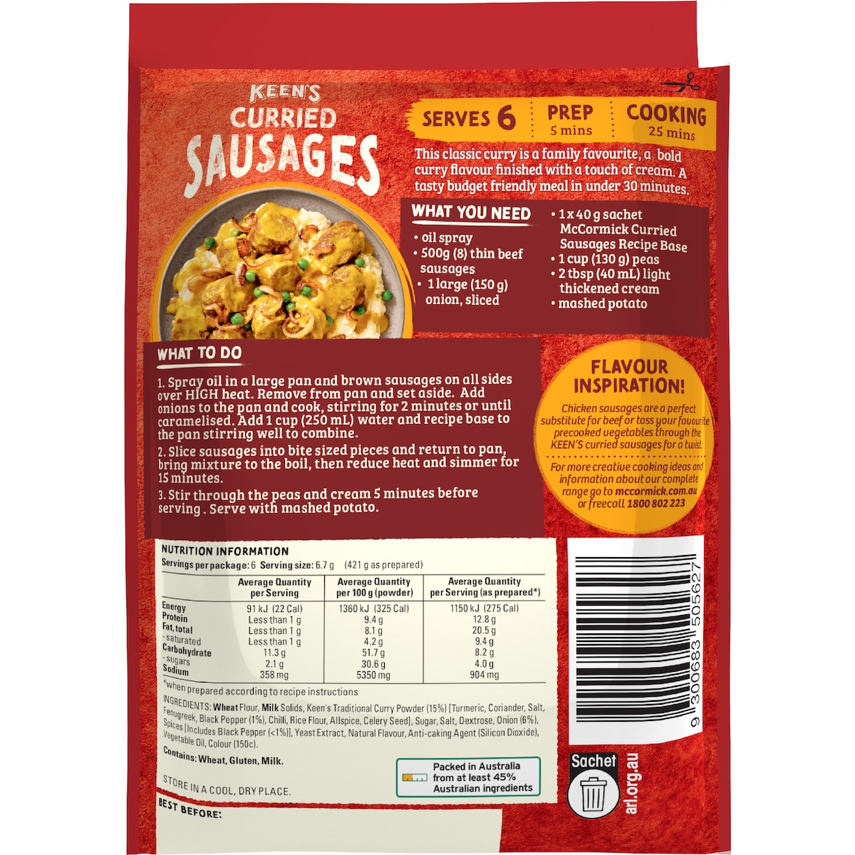Mccormick Keens Curried Sausages 40g