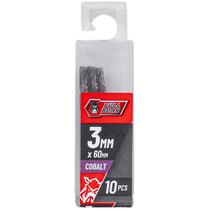 Full Boar Cobalt Drill Bit - 3mm - 10 Pack