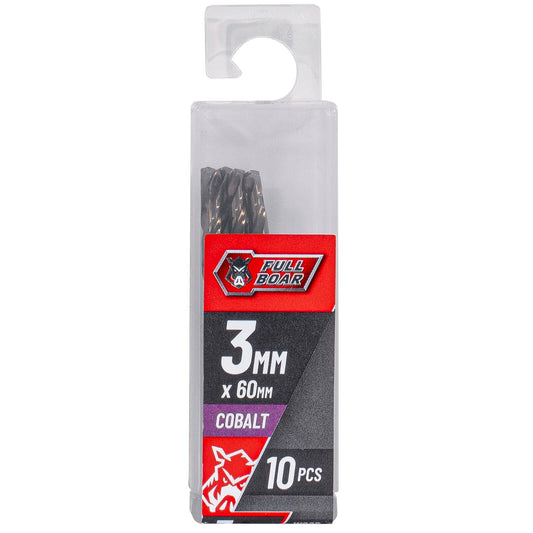 Full Boar Cobalt Drill Bit - 3mm - 10 Pack