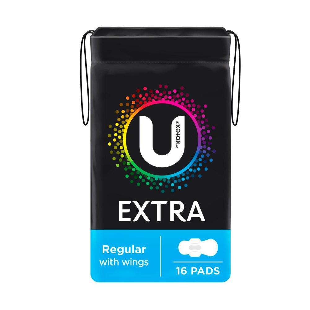 U by Kotex Extra Pads Regular With Wings - 16 pack