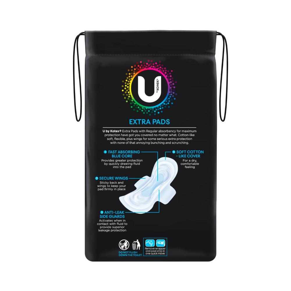 U by Kotex Extra Pads Regular With Wings - 16 pack