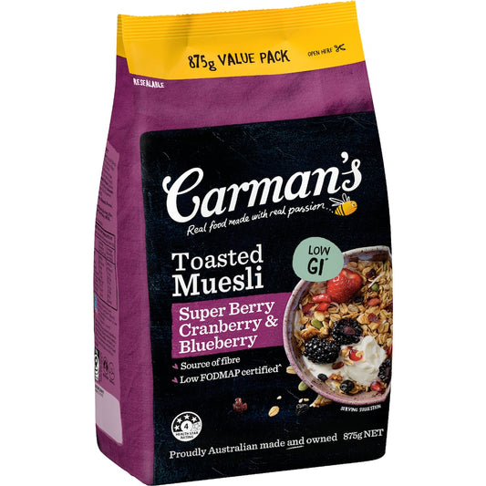 Carman's Muesli Toasted Super Berry Cranberry & Blueberry 875g