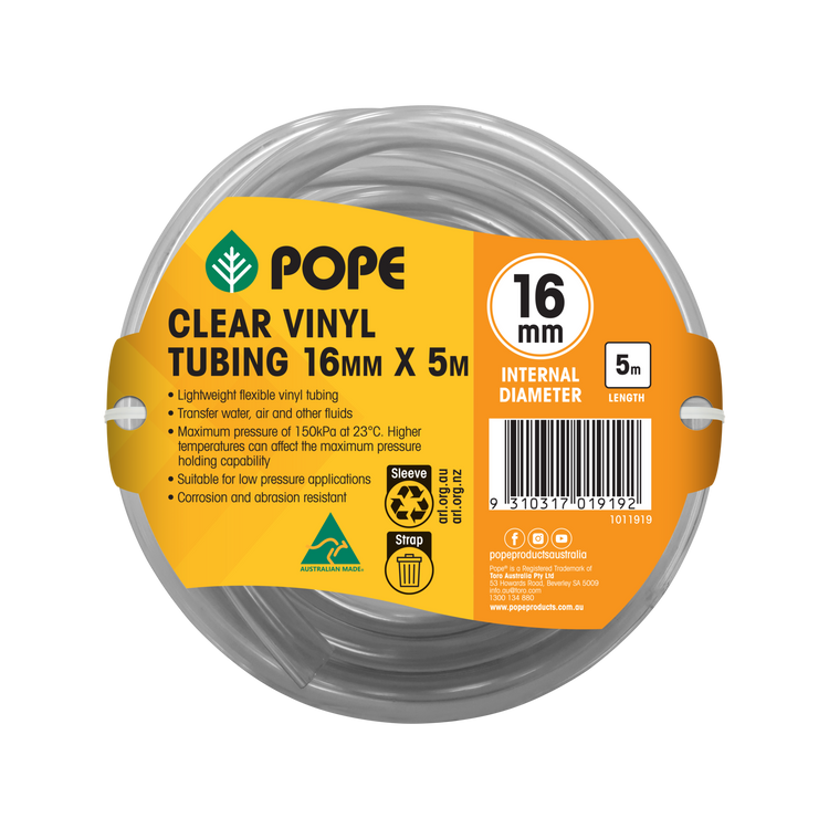 Pope Clear Vinyl Tubing - 16mm x 5m