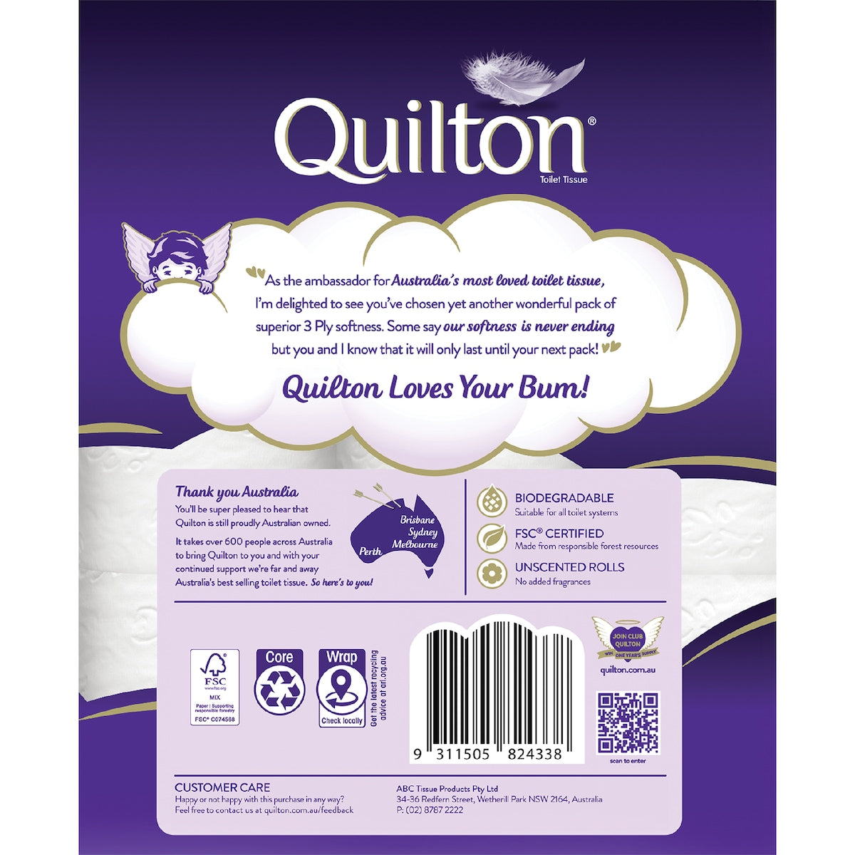 Quilton White 3 Ply Toilet Paper 24 Pack