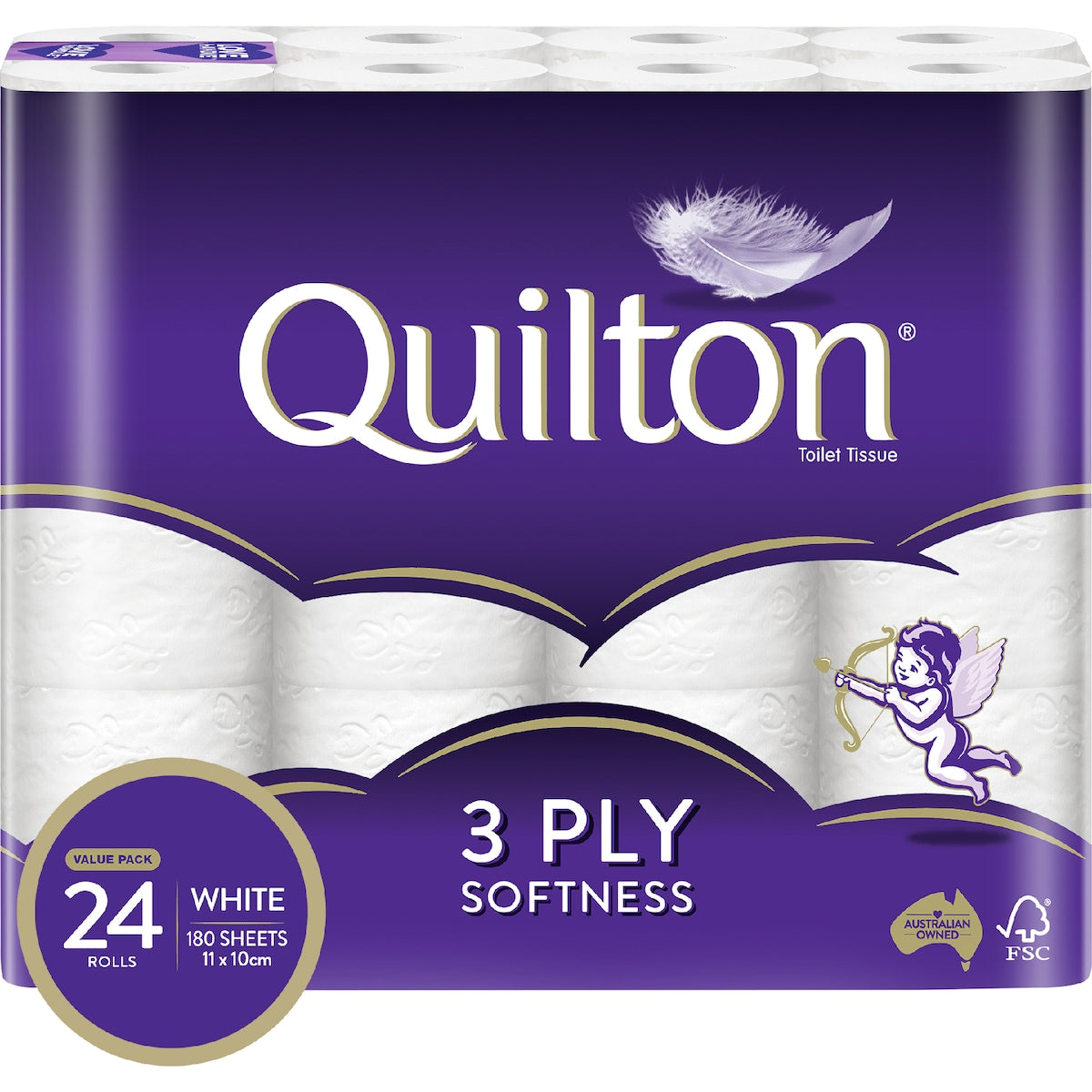 Quilton White 3 Ply Toilet Paper 24 Pack