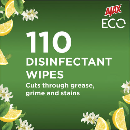 Ajax Antibacterial Disinfectant Cleaning Wipes Fresh Lemon 110 Pack
