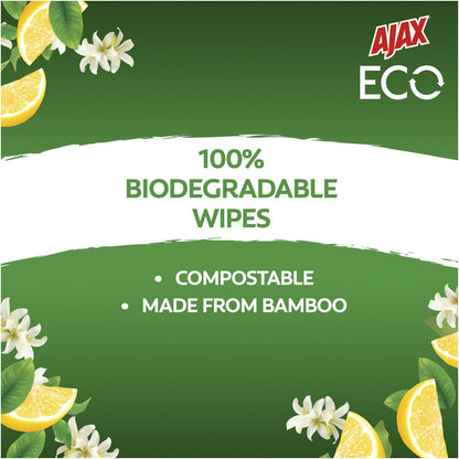 Ajax Eco Antibacterial Disinfectant Cleaning Wipes Lemon 110 pack