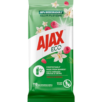 Ajax Antibacterial Disinfectant Cleaning Wipes Vanilla Berries 110 Pack