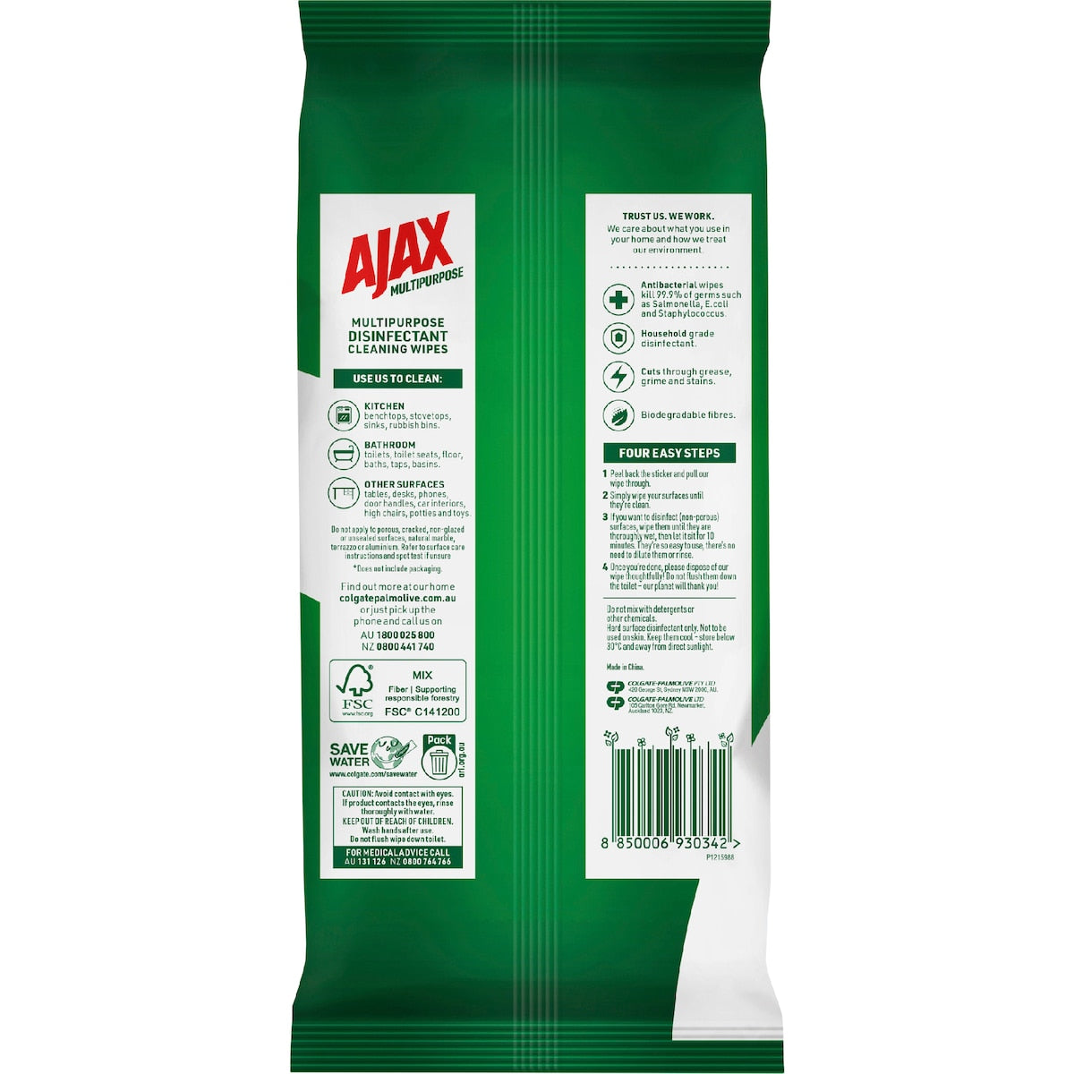 Ajax Antibacterial Disinfectant Cleaning Wipes Vanilla Berries 110 Pack