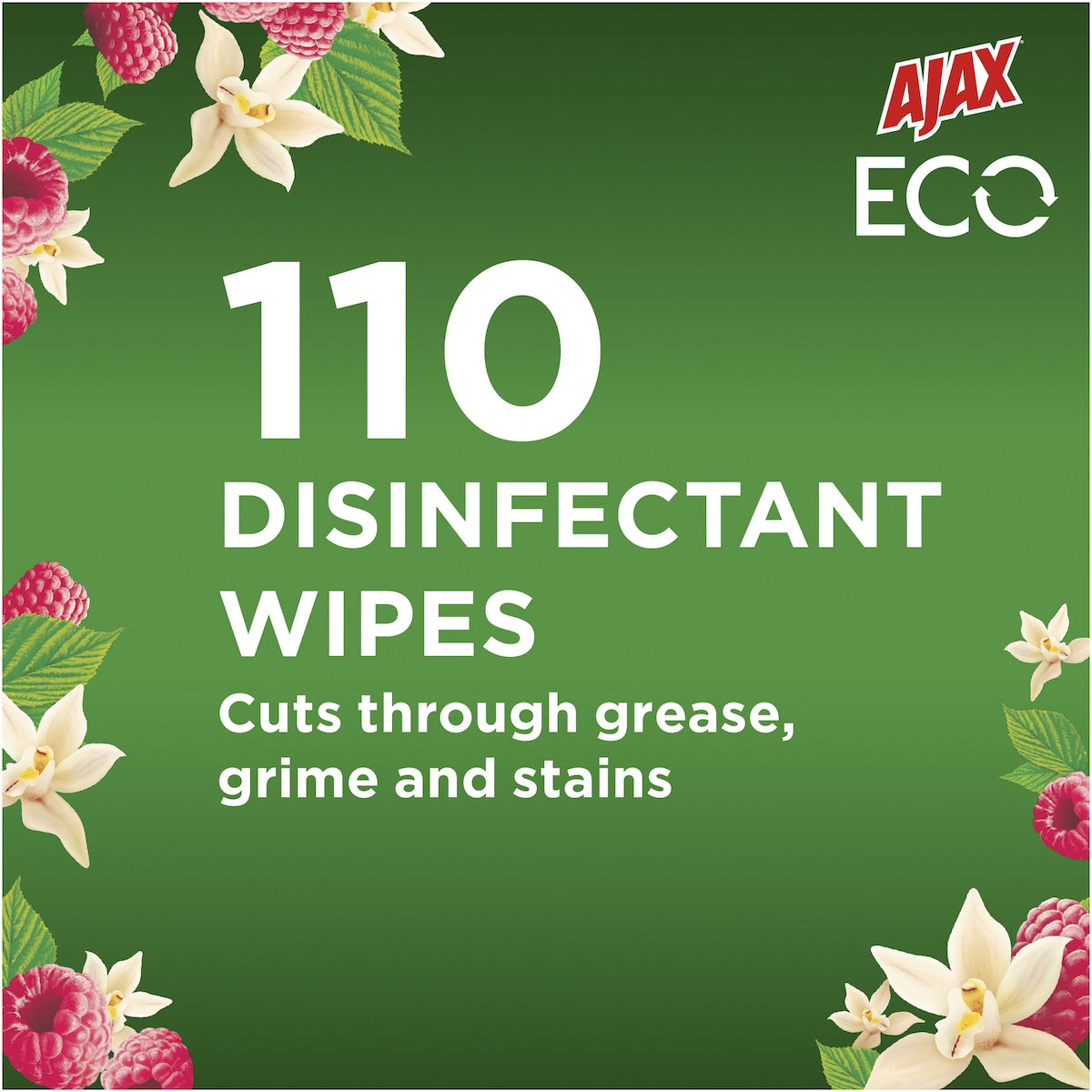 Ajax Antibacterial Disinfectant Cleaning Wipes Vanilla Berries 110 Pack