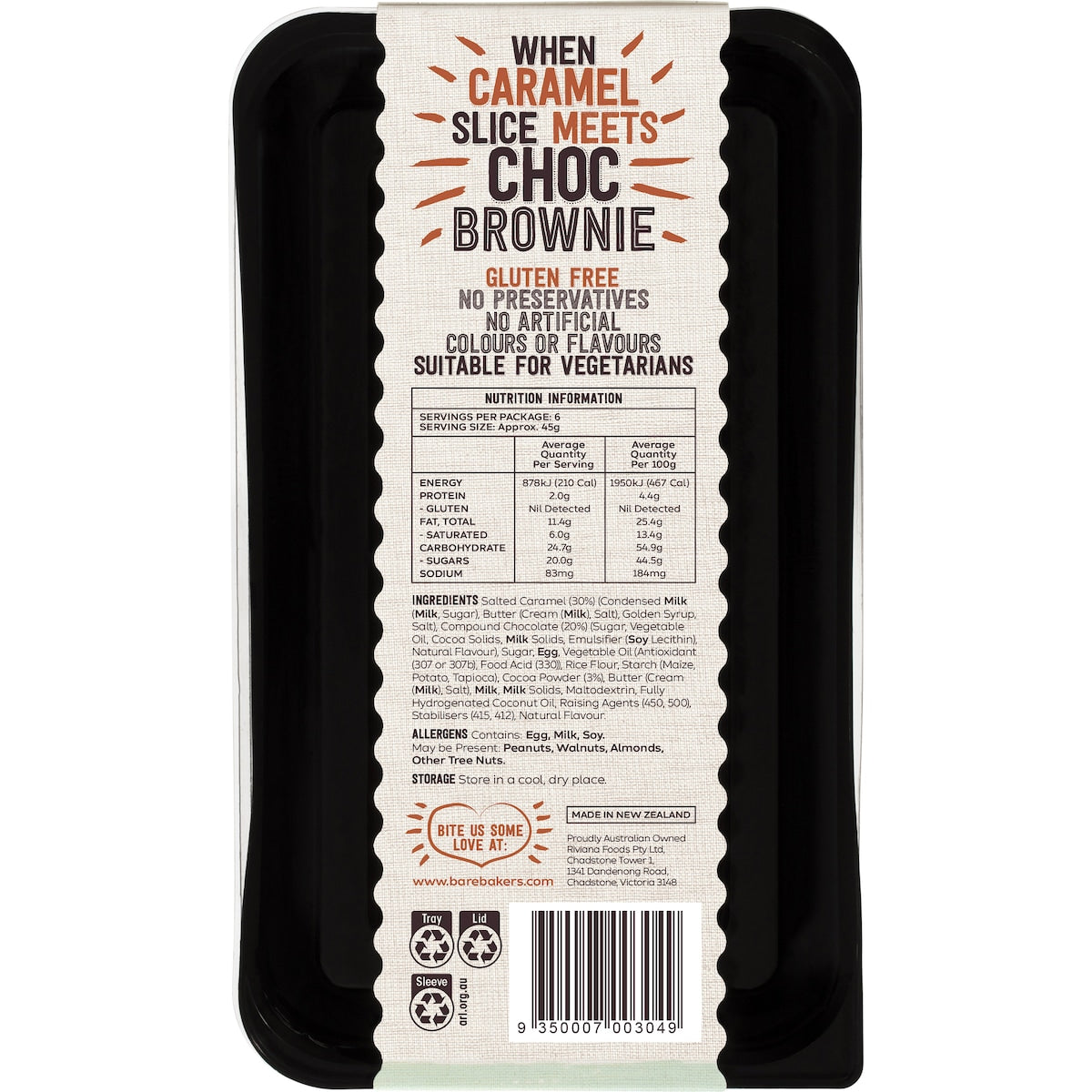 Bare Bakers Salted Caramel Choc Brownie 270g