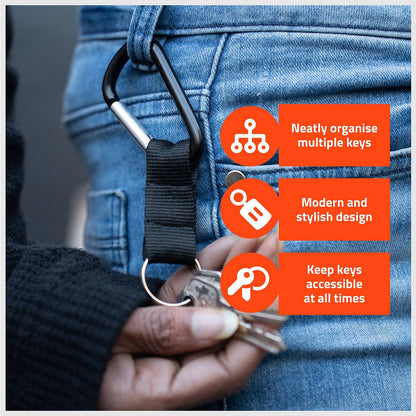 Taskmaster Black Carabiner Key Ring - 25mm - 2 Pack