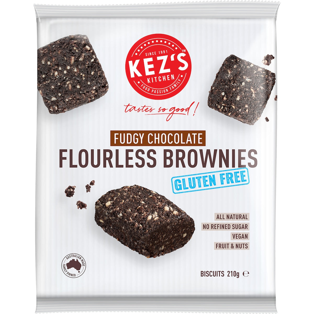 Kezs Kitchen Gluten Free Fudgy Chocolate Flourless Brownies 210g Each