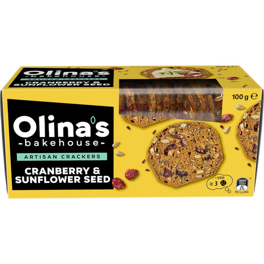 Olinas Bakehouse Artisan Cracker Biscuits Cranberry & Sunflower Seed 100g