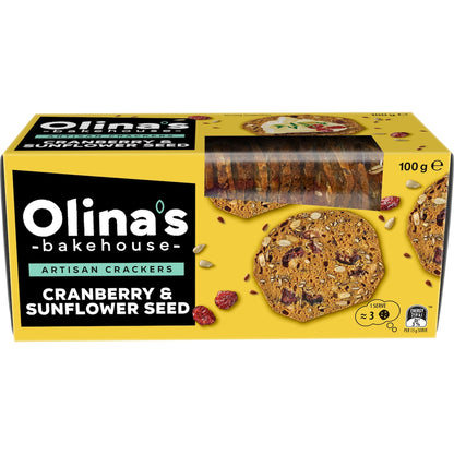 Olinas Bakehouse Artisan Crackers Biscuits Cranberry & Sunflower Seed 100g
