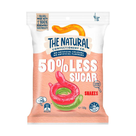 The Natural Confectionery Co. 50% Less Sugar Snakes Lollies - 130g