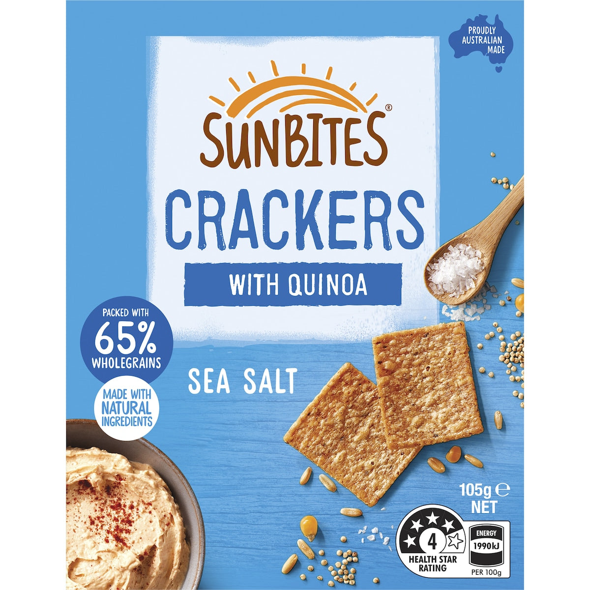 Sunbites Sea Salt Snack Crackers with Quinoa Share Pack 105g