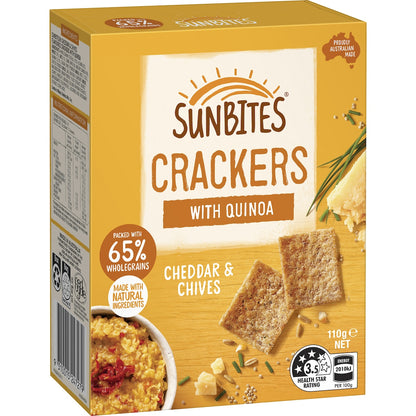 Sunbites Cheddar & Chives Crackers Quinoa Snack 110g