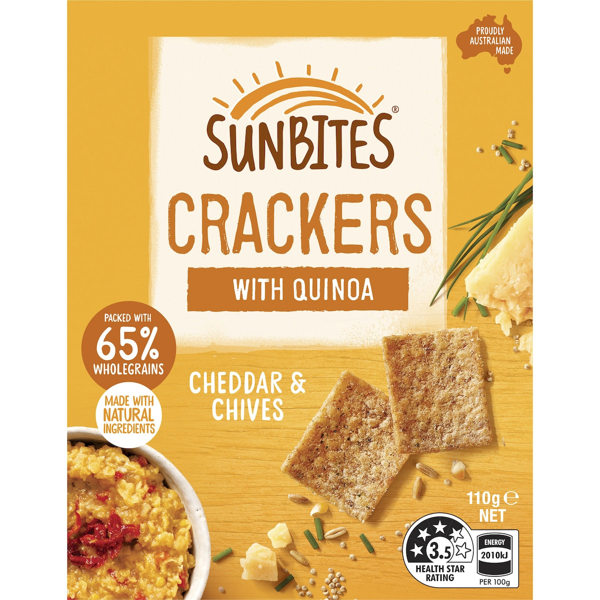 Sunbites Cheddar & Chives Crackers Quinoa Snack 110g