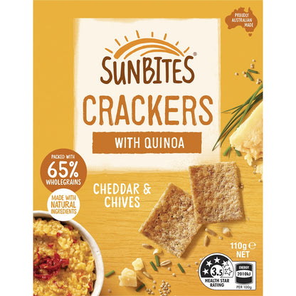 Sunbites Cheddar & Chives Crackers Quinoa Snack 110g