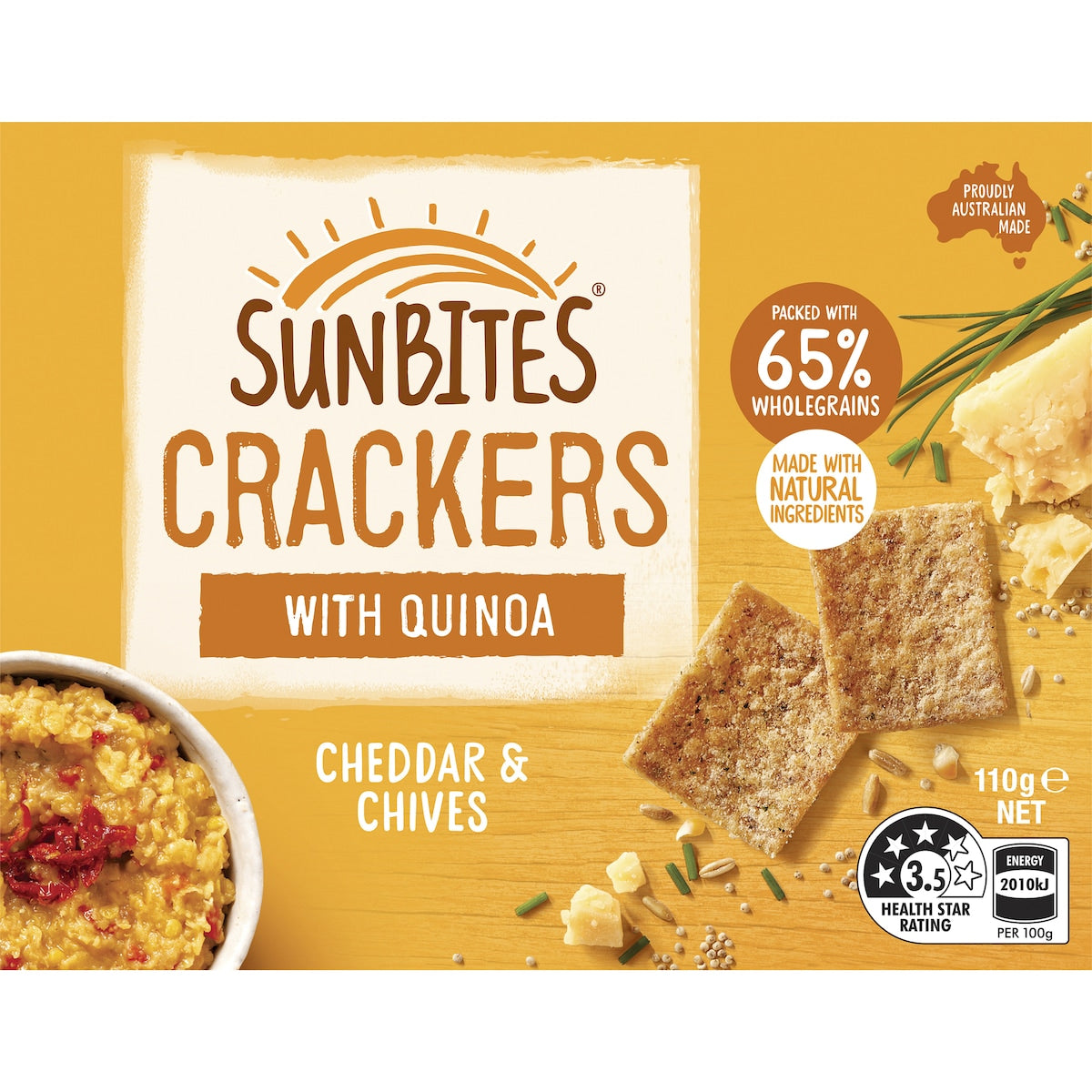Sunbites Cheddar & Chives Crackers Quinoa Snack 110g