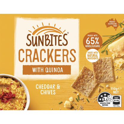 Sunbites Cheddar & Chives Crackers Quinoa Snack 110g