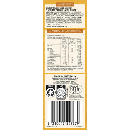 Sunbites Cheddar & Chives Crackers Quinoa Snack 110g