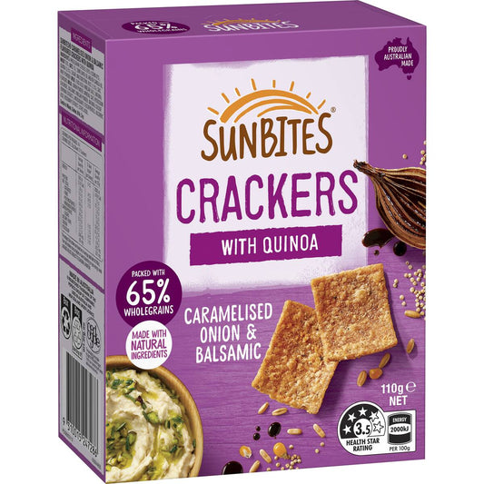 Sunbites Caramelised Onion & Balsamic Quinoa Crackers Share Pack 110g